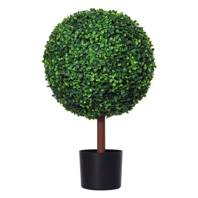 Palla di Bosso Artificiale da 23,5 Pollici, Pianta Decorativa Finta, Vaso Incluso per Casa, Balcone, Giardino e Cortile