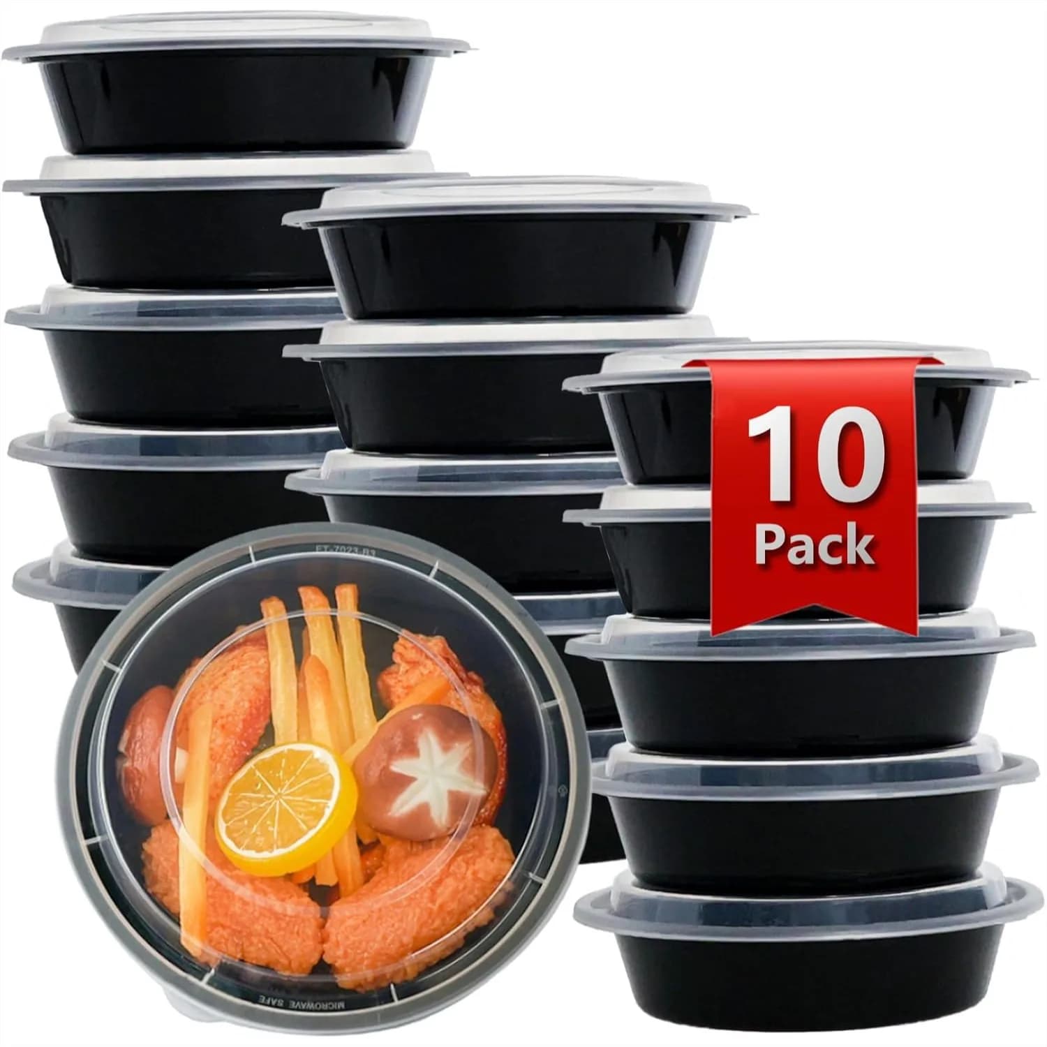 Contenitori per la preparazione dei pasti, confezione da 10, 24 oz, contenitori per alimenti con coperchi, plastica senza BPA, adatti a microonde, lavastoviglie e congelatore, impilabili, per asporto.