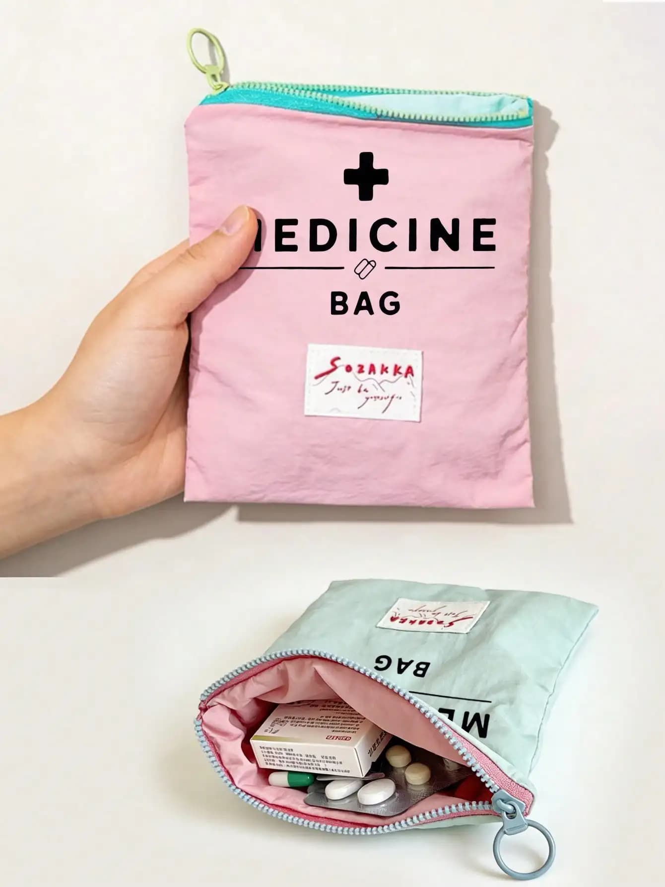 Portable "Medication" Printed Pouch, Pill Organizer Box, First Aid Kit, Cosmetic Bag, Coin Purse, Suitable For Daily Use/Outdoor/Travel, Travel-Friendly Medication Storage, Cosmetics & Phone Accessories Organizer, Travel Essential, Christmas Gift, Persona