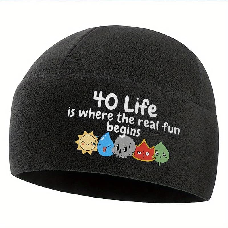 Life begins fun with elements of smile Men Women Unisex Beanie Pullover Cap Winter Thermal Hat Warm Christmas Outdoor Cycling Hi