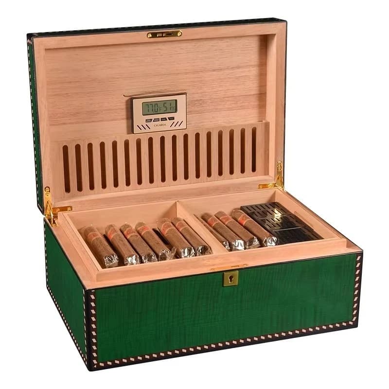 Evidenzia umidificatore da viaggio per sigari in legno fantasia di lusso, umidificatore per negozio di fumo