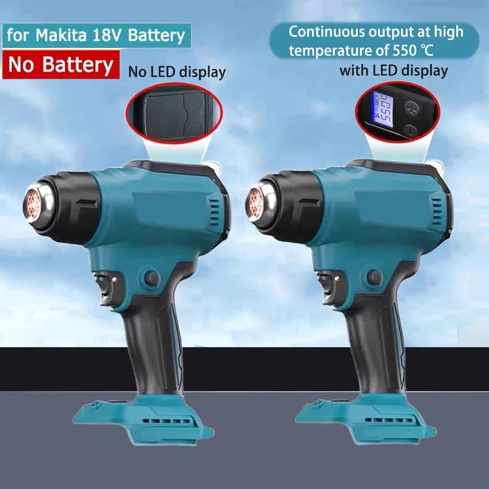 Strumento di avvolgimento termoretraibile per pistola termica con display a LED 0/1 per Makita 18V Pistola ad aria calda Essiccatore ad aria Saldatura Ventilatore termico incluso