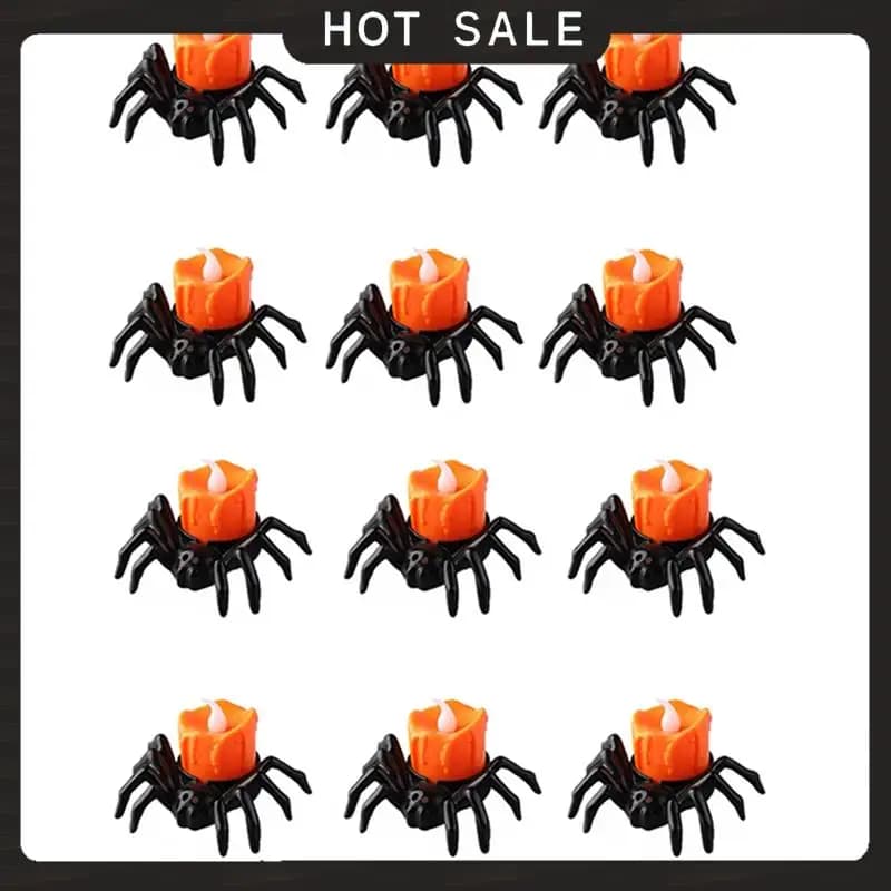 24-Hour Delivery Spider Candles 12 Pack Halloween LED Flameless Battery Operated Tea Light For Party Table Decor