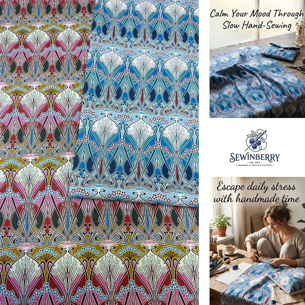 Art Nouveau Print Cotton Fabric Stress Relief Diy Sewing Material For Fat Quarter Patchwork Clothing And Home Decor