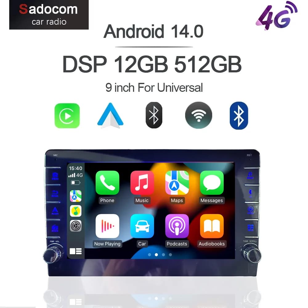 9 pollici 1280*720 Carplay14 8G + 128G IPS Lettore per auto multimediale GPS WIFI autoradio navigazione radio stereo autoradio Per universale