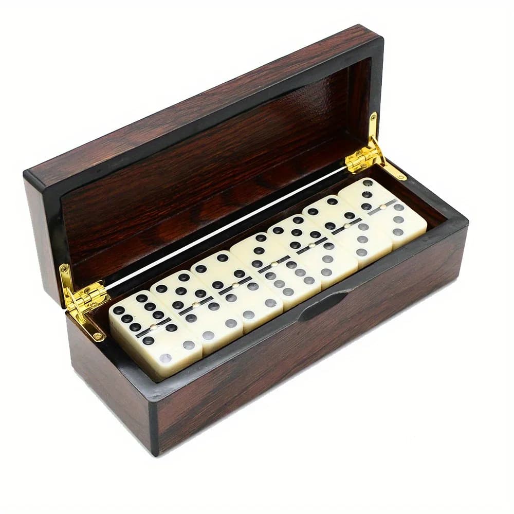 [Set di giochi di domino in legno] 28 pezzi doppi sei domino - Set da gioco da tavolo portatile da viaggio con scatola di legno Giocattoli Intrattenimento