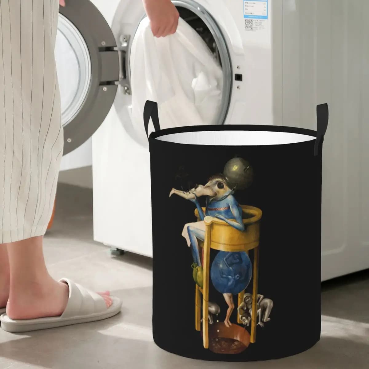 Cesto portaoggetti pieghevole per biancheria sporca e articoli vari, con motivo Diavolo di notte di Hieronymus Bosch, borsa organizer per la casa