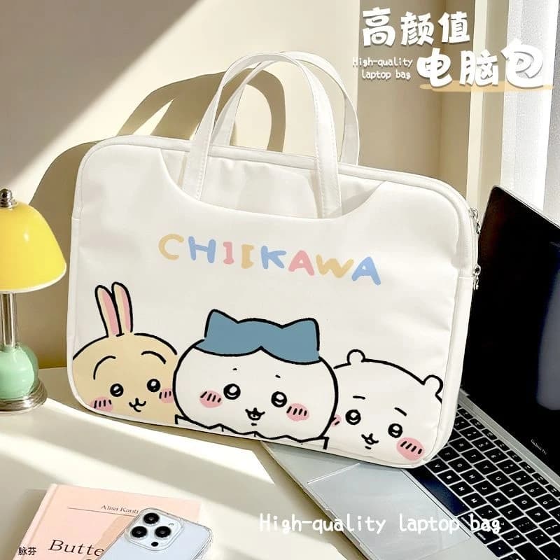 Chiikawa Laptop Briefcase Shock Absorption Protective Sleeve With Metal Handle For 13 Inch Notebook Computer Travel Office