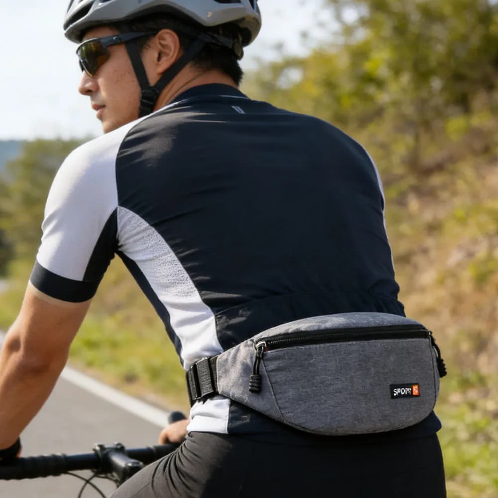 Black Unisex Waist Bag for Sport and Running, Men's Shoulder Bag, Fashionable Petto Bag, Telephone Door, Multifunction Waist Bag