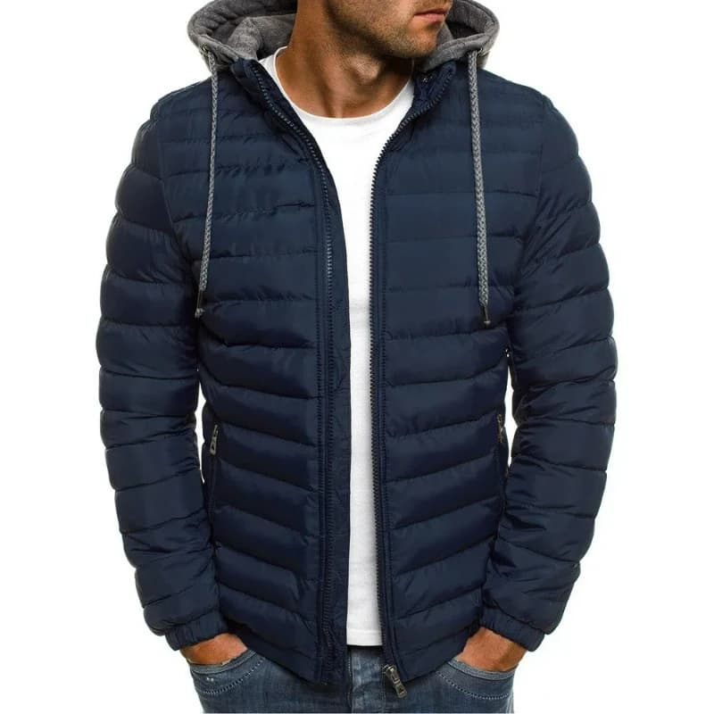 2026 Men Cotton Pad Parka Coat Autumn Winter Male Solid Warm Hooded Zip Up Hoodie Coats BSD-M-05