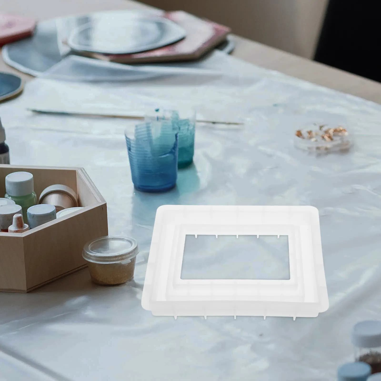 Stampo in Silicone per Resina Epossidica a Forma di Cornice Rettangolare per Creazioni Fai-da-Te con Cristalli, Regali Personalizzati per Compleanni