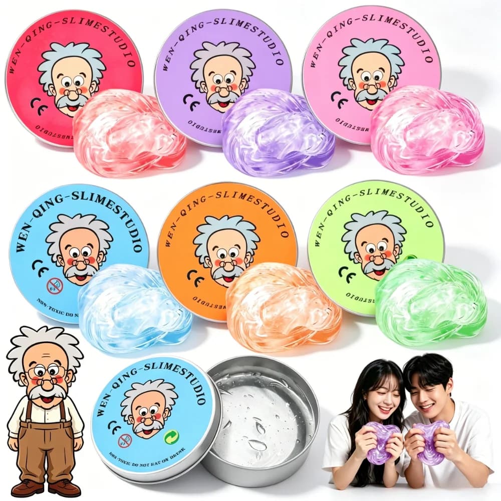 Riciclabile # Set di Giocattoli Slime Liquido Cristallino Rimbalzante, Argilla Colorata Sicura per Bambini, Antistress, Modellabile a Mano # Plastilina Fai-da-Te