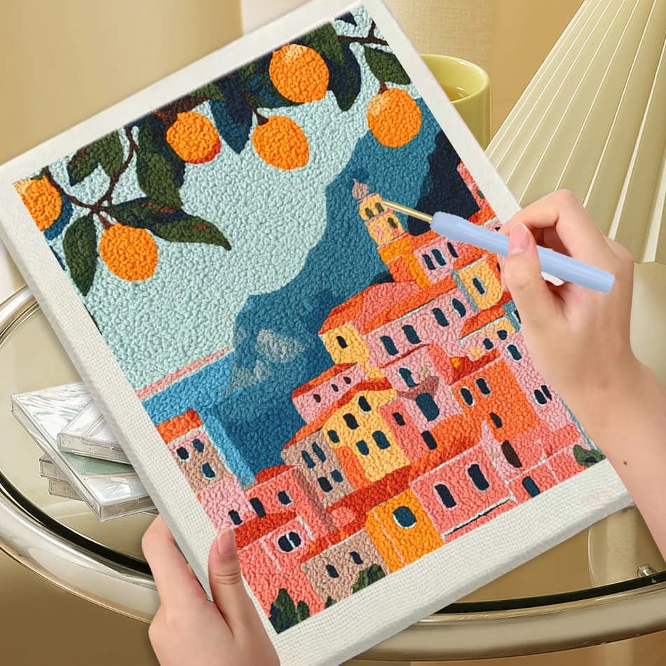 Punch Needle Embroidery Wall Art Picture Cross Stitch Kits Landscape Embroidery Punch Needle Kits Handiwork Art Supplies