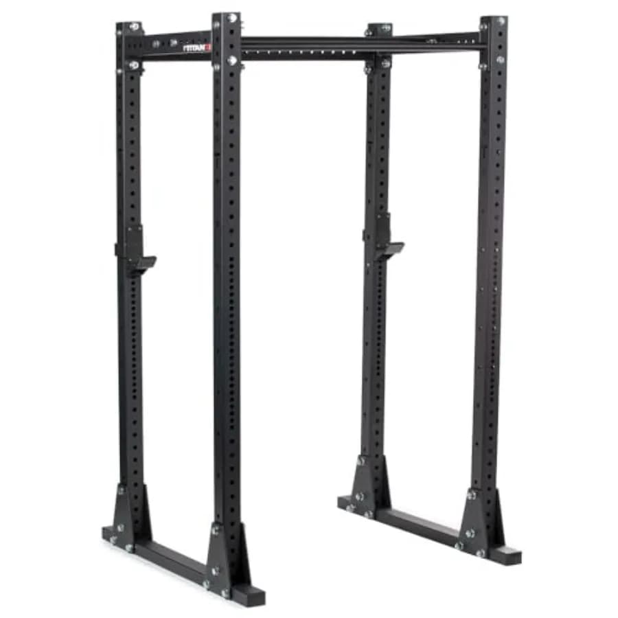 Rack for Lifting Weights Series X-3 Flat Foot, 82 H x 30 D, 1650 LB, with Track Bars Skinny Fat and J Standard Hooks, for Home Gym and Garage