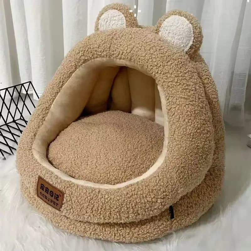 Cuccia per Gatti Super Morbida per Tutte le Stagioni, Letto Semi-chiuso per Gatti, Cuccia Calda Invernale per Cani, Nido Confortevole e Traspirante per Animali Domestici