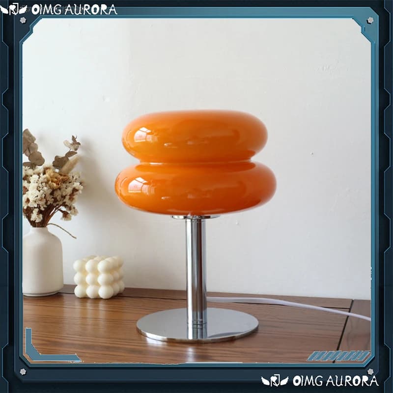 Lampada da tavolo in vetro Macaron Dimmerazione tricromatica Lampade per atmosfera del soggiorno Protezione per gli occhi Luce notturna Decorazione da comodino per camera da letto per ragazza