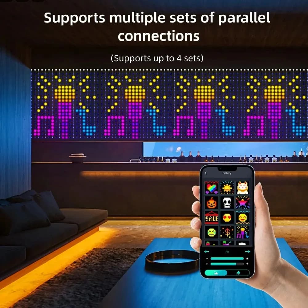 RGB LED Curtain String Lights Smart Fairy Lights with APP Control Music Sync Remote for Christmas Party Bedroom Garden Decor
