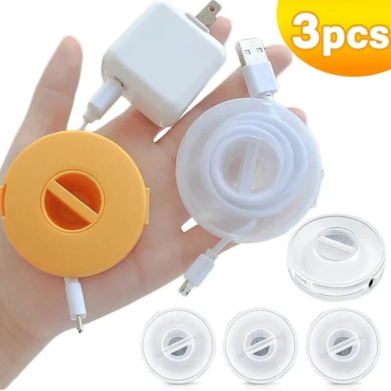 Supporto per cavo di ricarica portatile Avvolgicavo di archiviazione rotondo Gestione dei cavi retrattile Filo USB flessibile Linea dati di ricarica Tidy