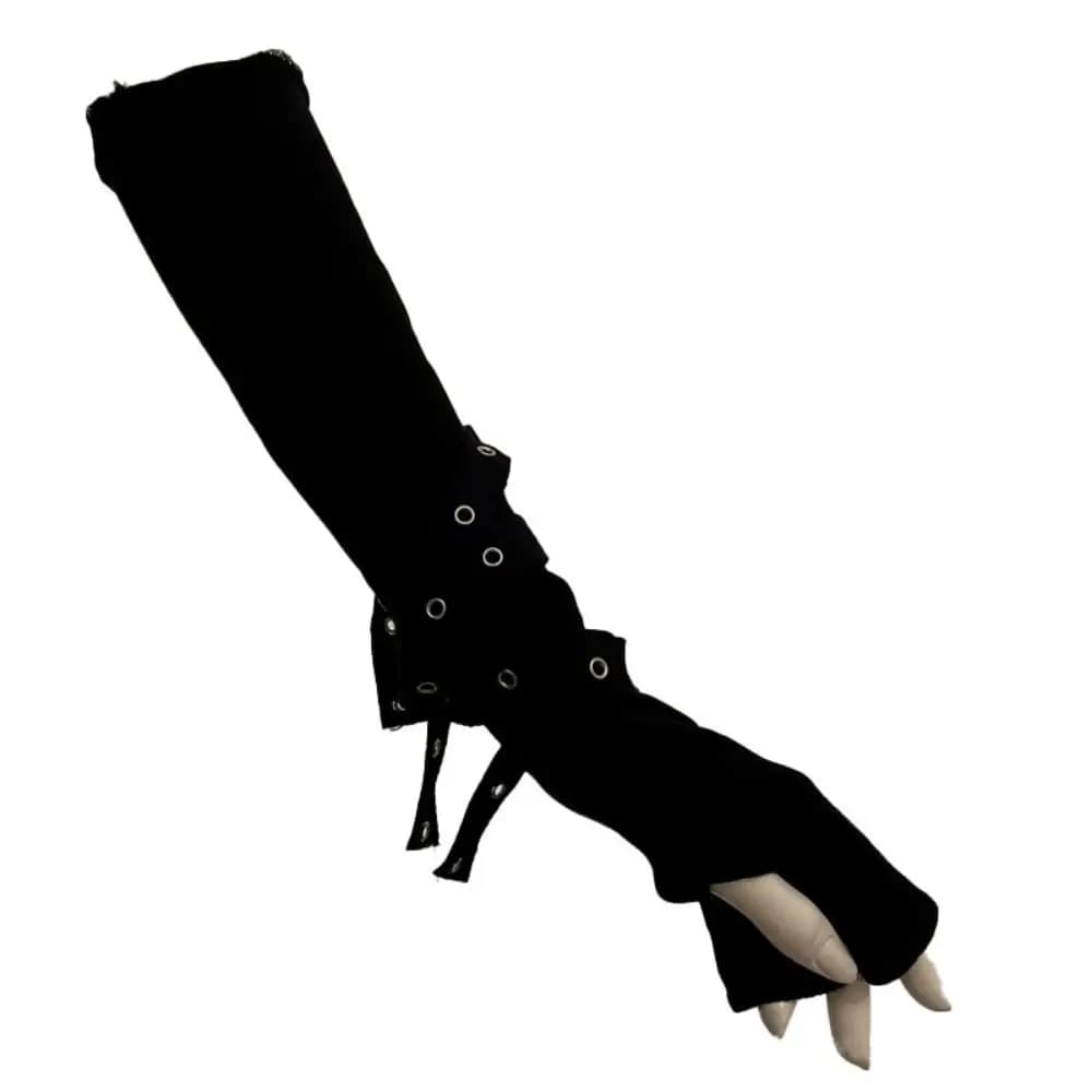 Harajuku Style Gothic Gloves in Mezze Dita, Black Scaldabraccia with Buckle, Punk Design, Unisex, Anime Style, Streetwear