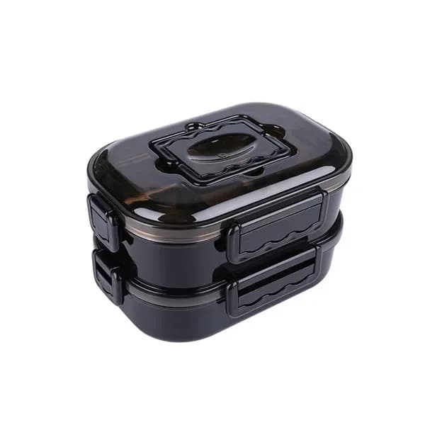 Bento Box a doppio strato con vassoio in acciaio inossidabile, contenitore per il pranzo a tenuta stagna per bambini e adulti, cassaforte per microonde