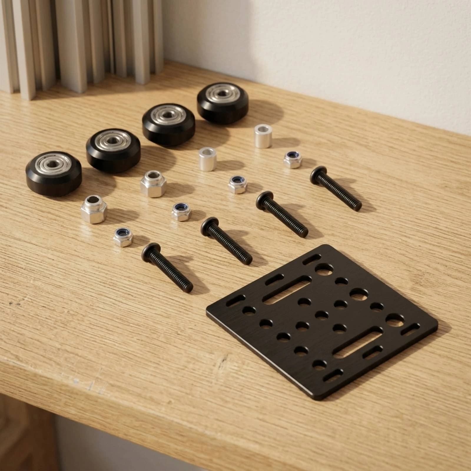 V-Slot Gantry Plate with Wheels Stable V-Slot Gantry Plate Hardware Low Friction Rigid for DIY Builders, 3D Printers