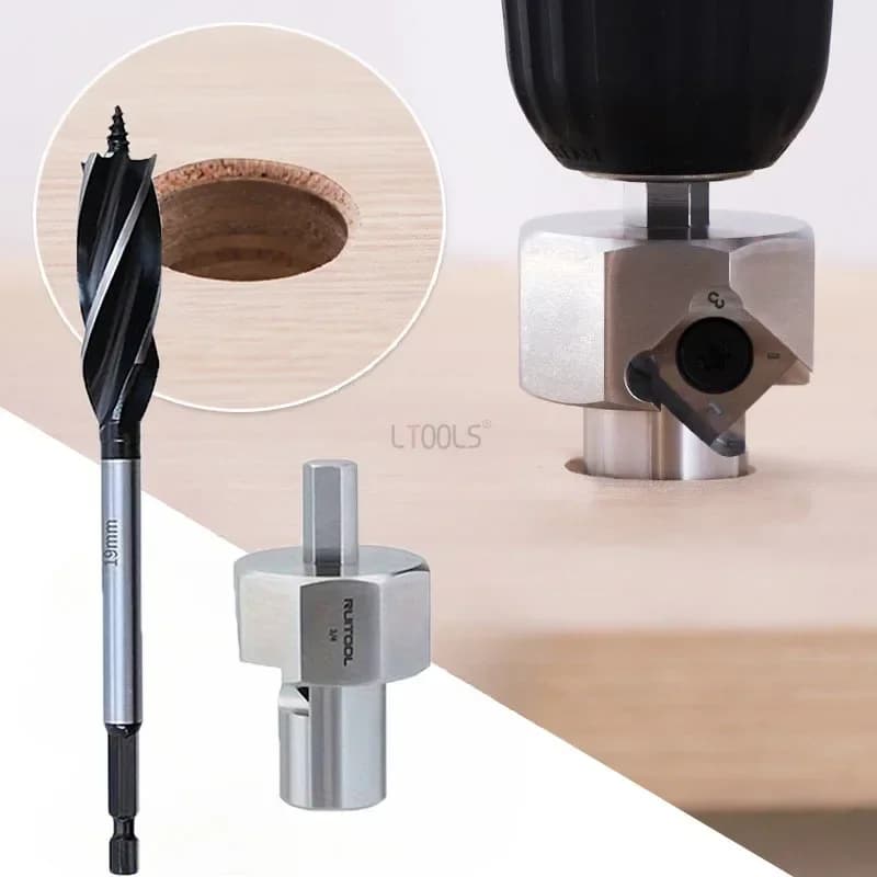 Workbench Feeder for Dog Holes Device to Cut Bave 19/20 mm Spiral Drill Tip For Dog Punching, Internal Hole Bevel Tool