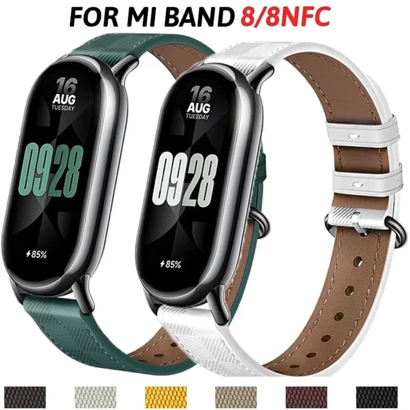 Original Leather Strap for Xiaomi Mi Band 8 Bracelet Quick Replacement Strap Miband 8 NFC Correa Mi Band 8 Canvas Straps