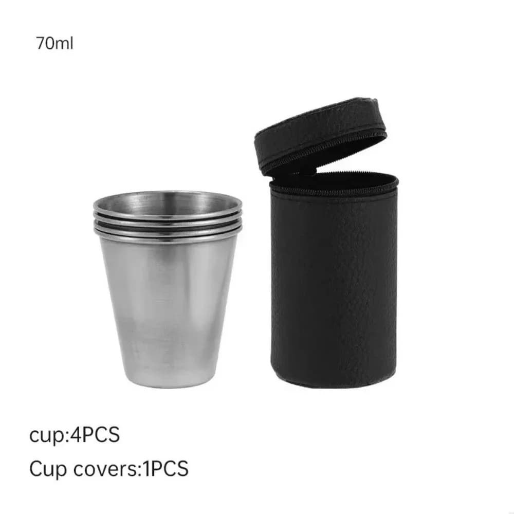 4 pezzi tazze da campeggio in acciaio inossidabile per esterni mini 30 ml/70 ml/170 ml bicchiere da vino per whisky con custodia tazze da birra bicchieri