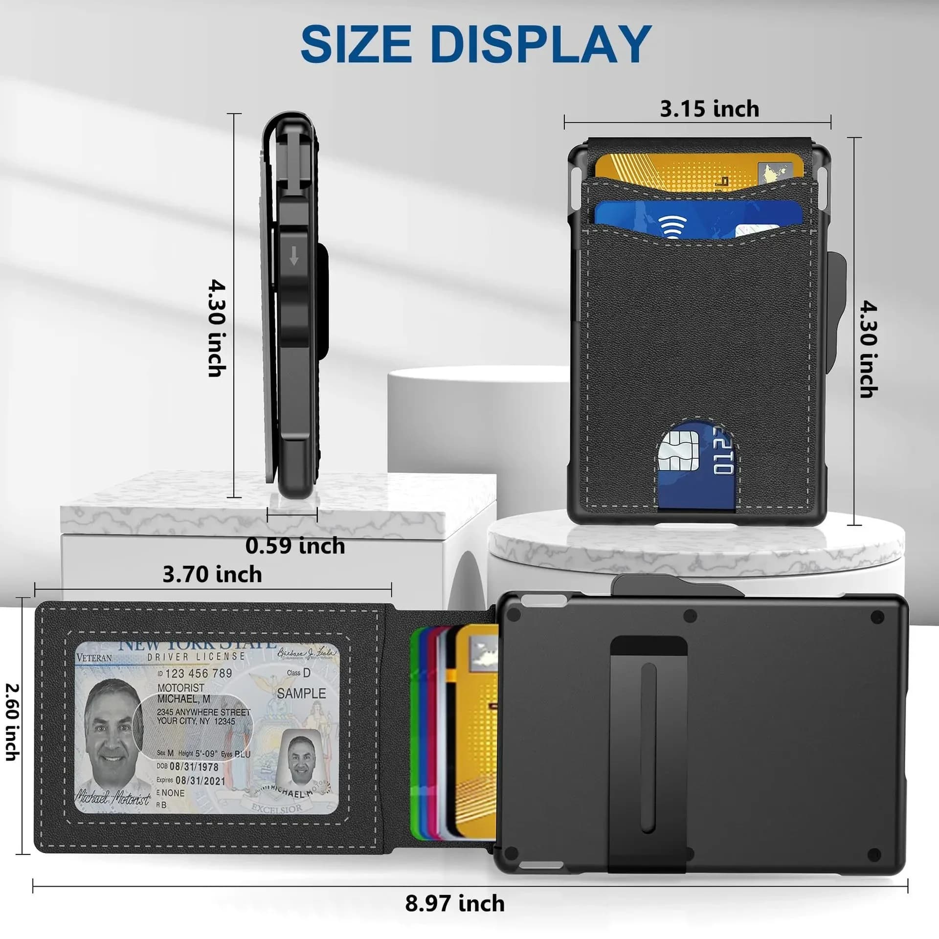 Portafoglio in pelle da uomo - Porta carte di credito ID sottile antifurto RFID, custodia per soldi resistente alla moda