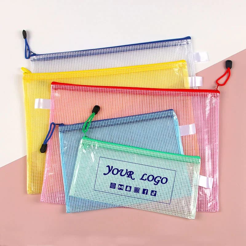 10/50 large capacity file bags, A4 thick zippers,studentstationery,，office supplies, folders,supporting customized logos