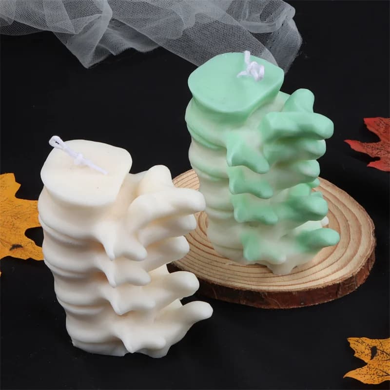 Candela per vertebre umane stampo in Silicone decorazione per ossa del cordone vertebrale per camera da letto fai da te cera spettrale Halloween resina intonaco decorazione artigianale