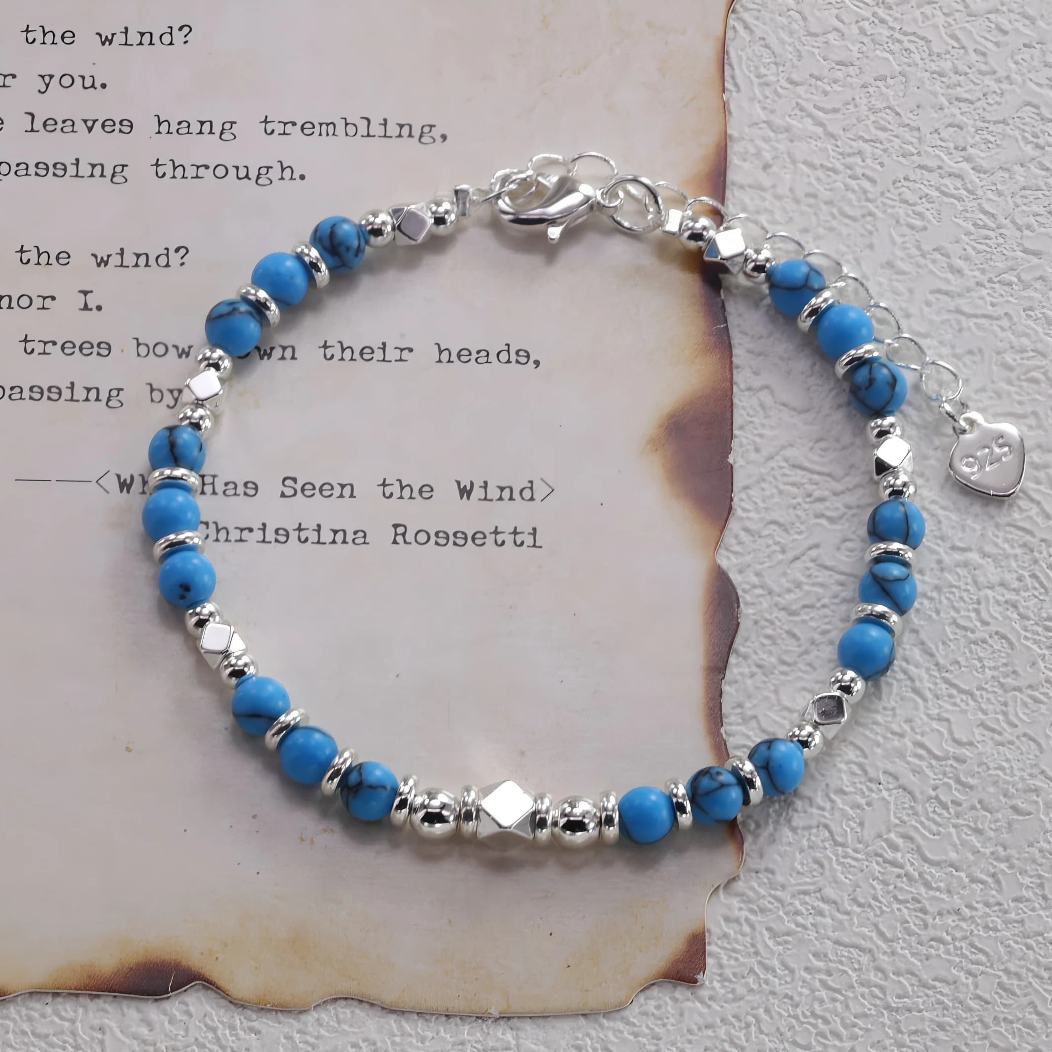 Bracciale PANJBJ in argento sterling 925 per donna, con perline di turchese blu naturale, regalo con giada e ametista, gioielli con effetto positivo, dropshipping.
