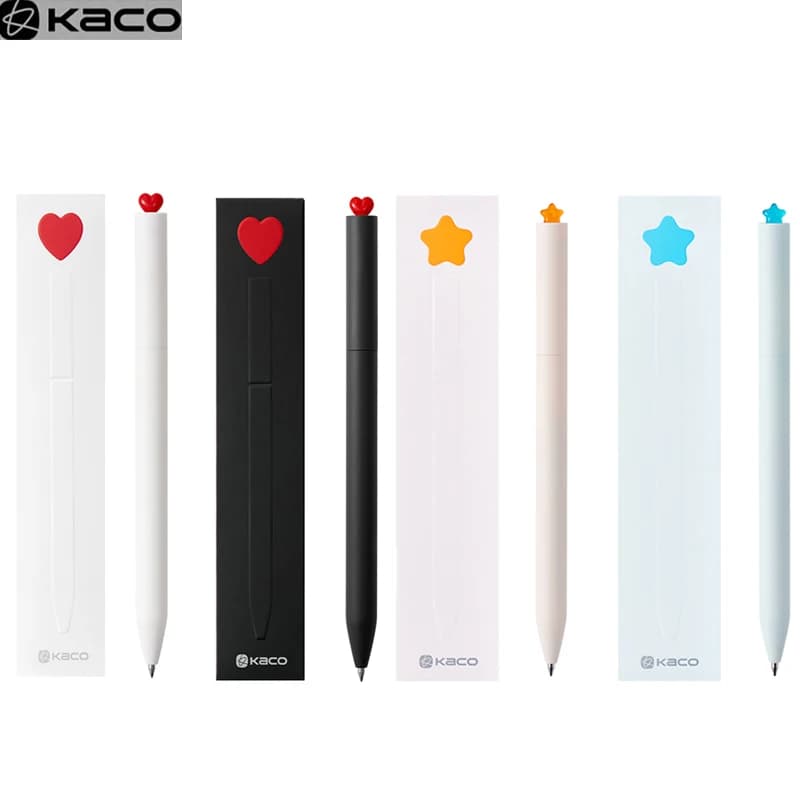 Kaco First LOVE/Star Gel Pens Creative 0.5mm Black Ink ricariche Rotary core Signature Canetas per School Office Kawaii Stationery