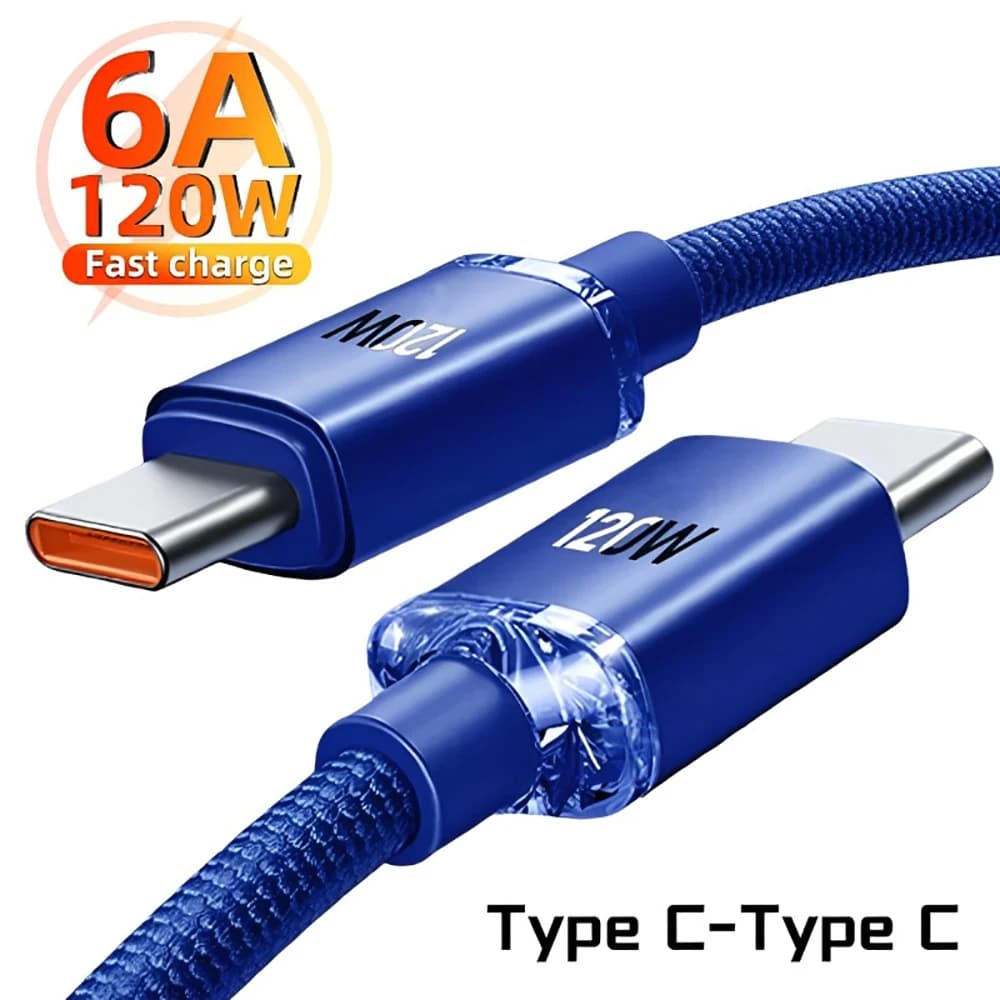 Cavo USB C da 120W per Ricarica Rapida, Lunghezze 0.25M/1M/1.5M/2M, Cavo di Ricarica Veloce per Telefoni Cellulari iPhone, Xiaomi, Huawei