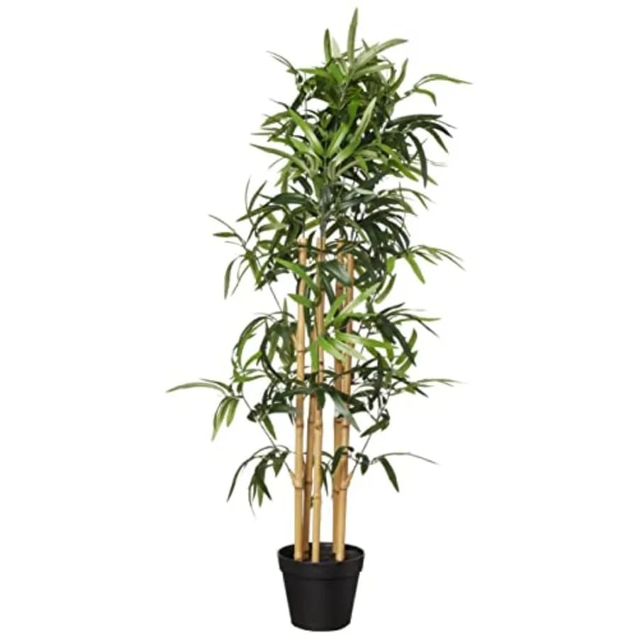 Pianta di Bambù Artificiale con Vaso in Plastica, 100 cm, Verde, Decorazione per Casa e Ufficio, Pianta da Pavimento