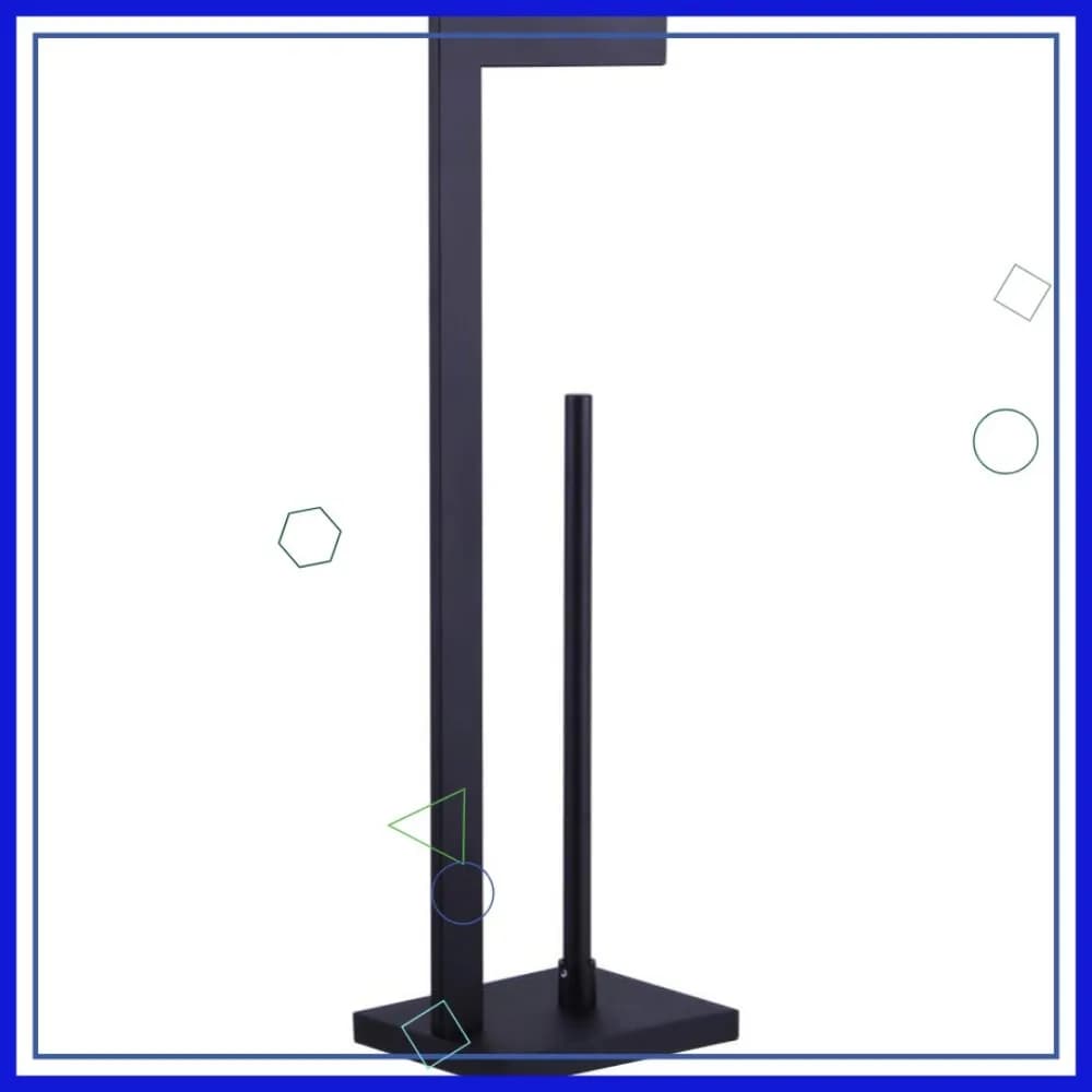 Portarotolo da terra nero opaco con ripiano, porta salviette portatile autoportante