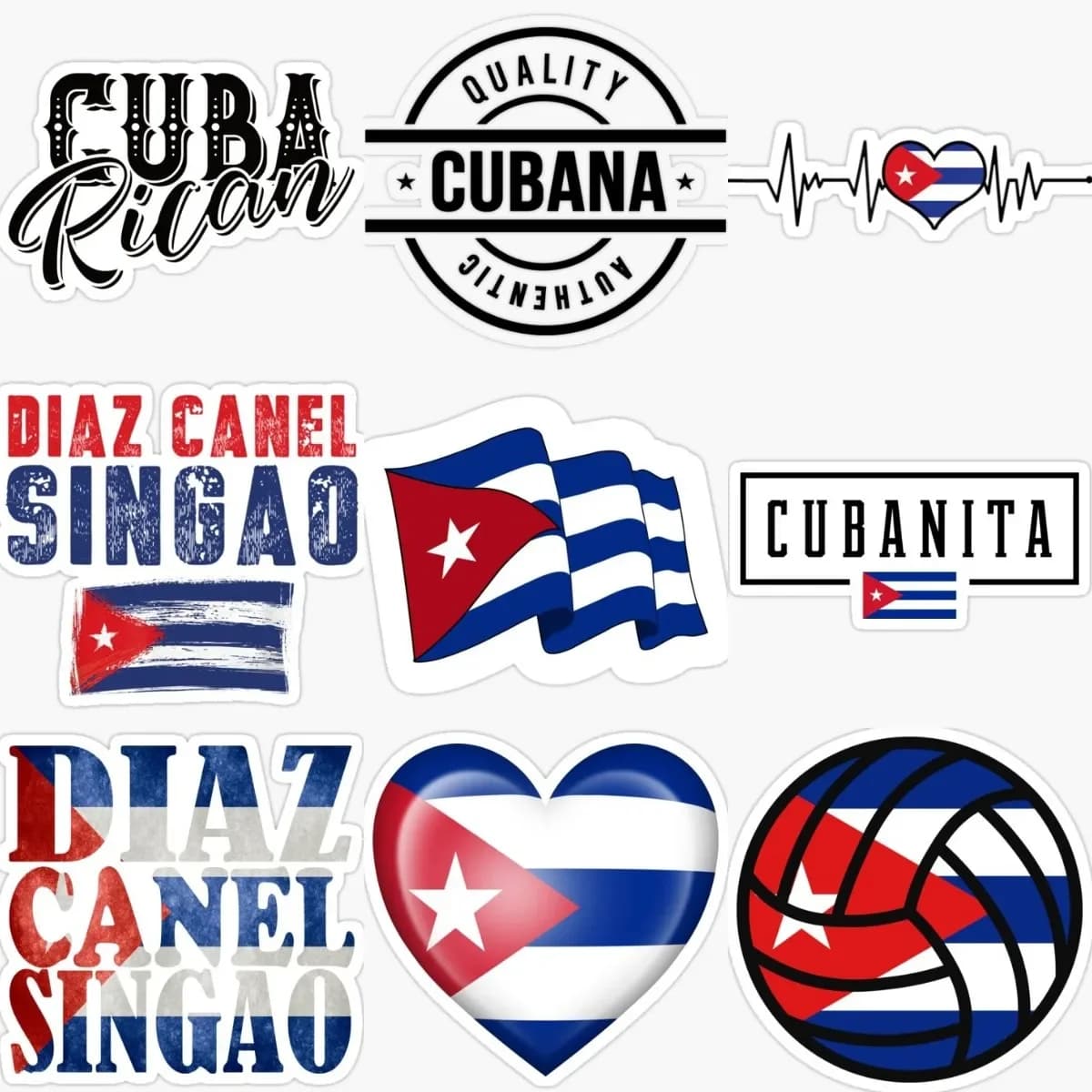 CU Cuban Flag Love Wall decal Trucks Motorcycle Bicycle Accessories Truck Glass Wallet Window Helmet Van Laptop Wallet Waterproof