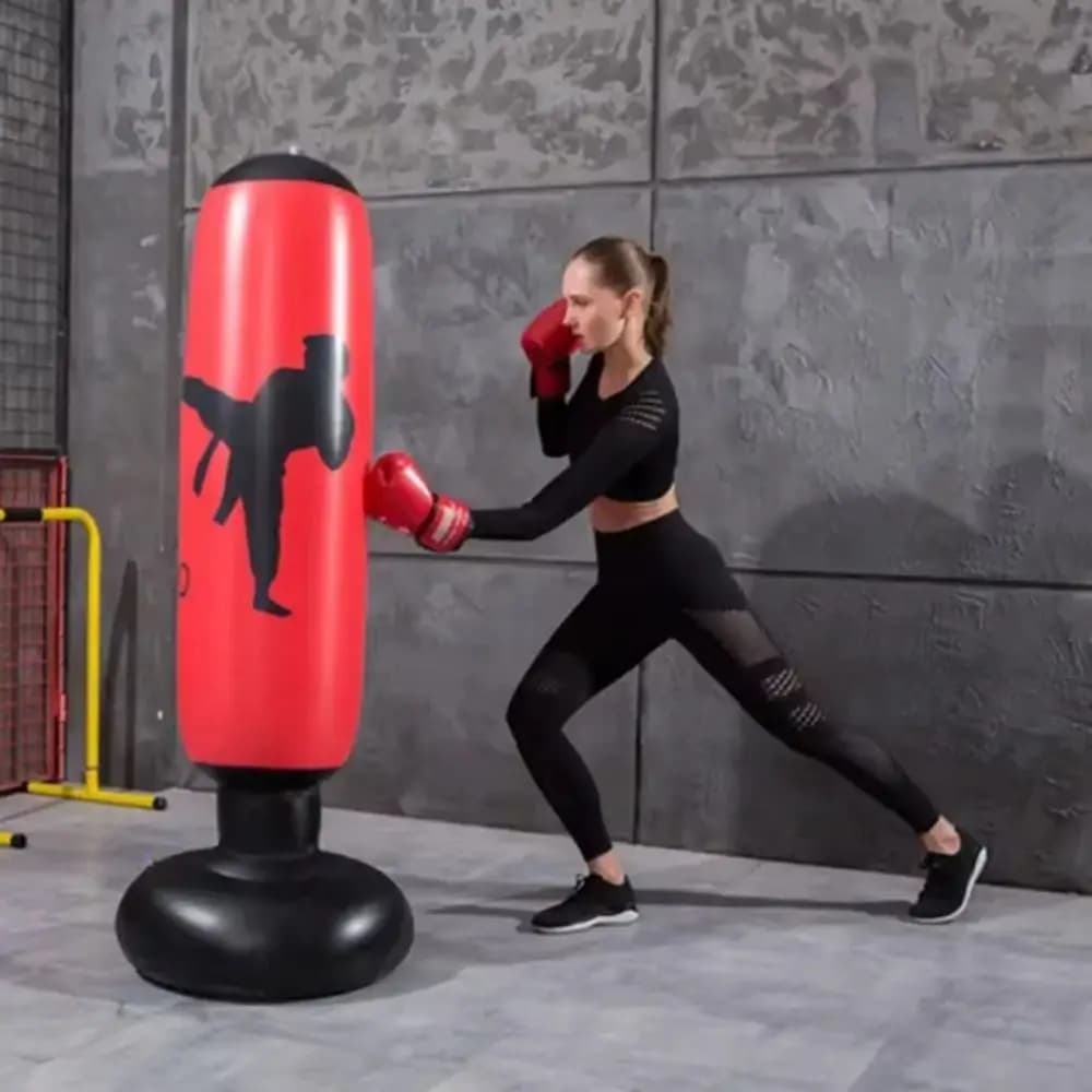 Sacco da Boxe Gonfiabile Stile KO 160cm, Sacco da Allenamento per Kickboxing in PVC Gonfiabile a Pressione per Adulti