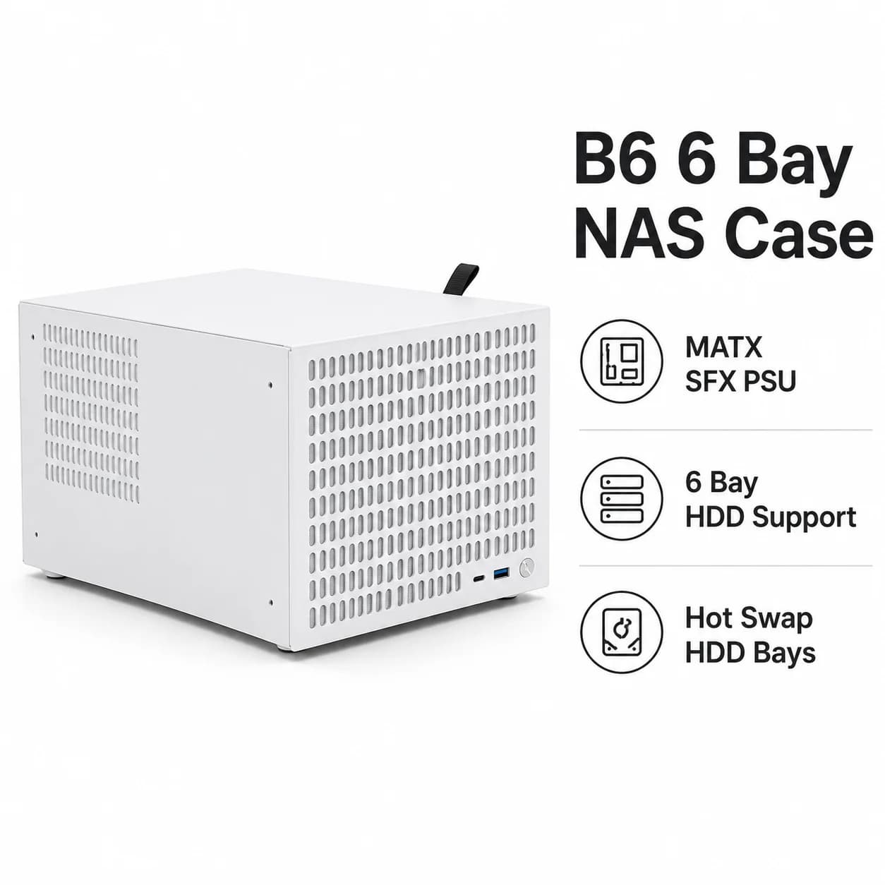 Case NAS a 6 Bay, Chassis Server MATX con HDD Hot Swap, Alimentatore SFX, Case per Server Domestico