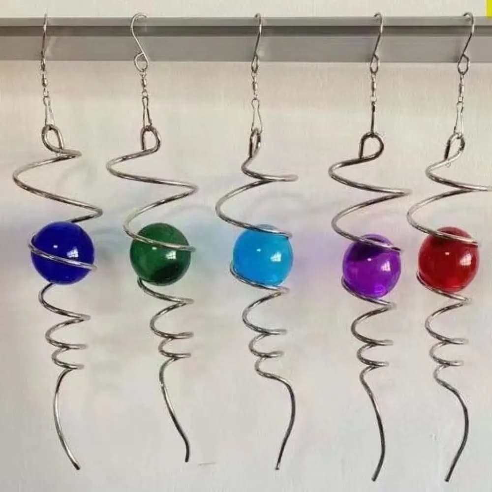 Pendants Crystal Glass Ball Spiral Tail Wind Spinner Hanging Decor Art Ornaments Rotating Spiral Tail Wind Chimes Home