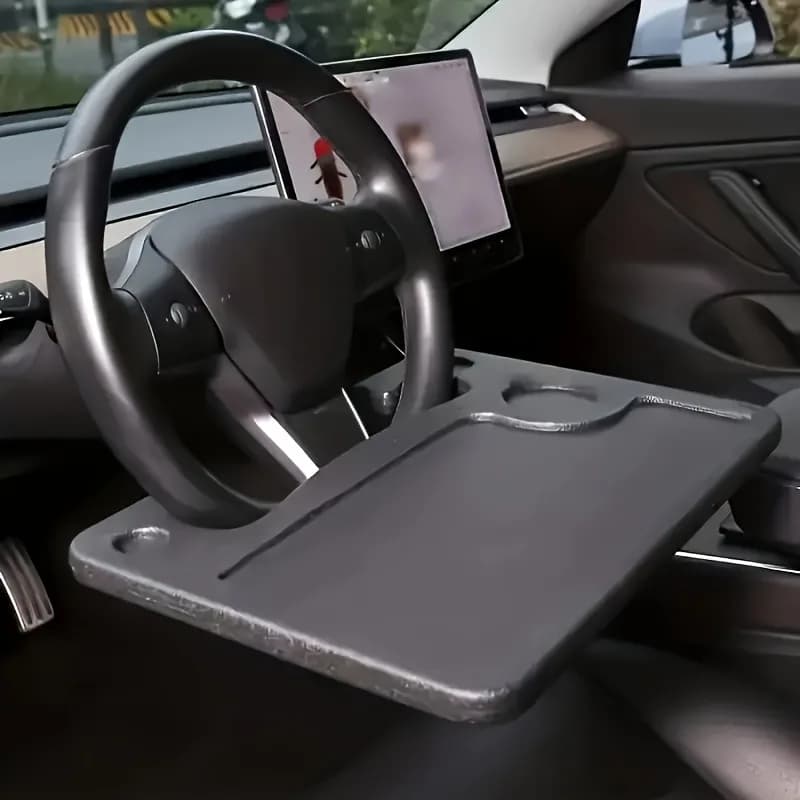 Tavolino 2-in-1 da volante per auto, portaoggetti da scrivania (include vassoio per laptop e portabicchieri), struttura in ABS ad alta resistenza, adatto per auto, camion, SUV - multifunzionale per lavoro d'ufficio, lettura e organizzazione dell'auto, design semplice ed elegante, struttura stabile