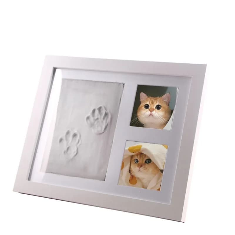 Footprint Kit for Pets Photo Frame Dog Do-it-yourself Cat Cat Hand Full Impression in Clay View of Memorial Images Table Gift Decoration