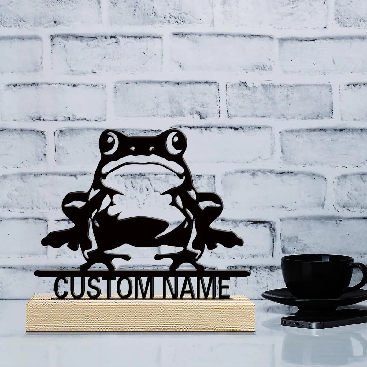 1pc Metal Art Desktop Decoration Custom Name Equipped with A Wooden Base Holiday Gifts for Family and Friends