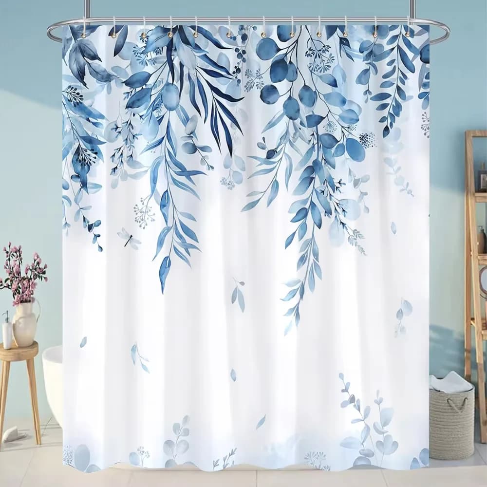 Tenda da Doccia con Cactus in Stile Western, Decorazione Rustica Verde per Bagno, Foglie di Piante Tropicali e Succulente su Sfondo Grigio, Set Decorativo per Bagno con Motivi Naturali