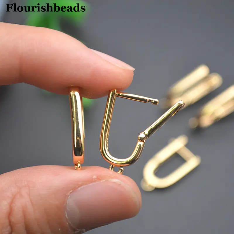 30 pcs wholesale 18k gold oval shape smooth metal earrings that create diy jewelry clasp