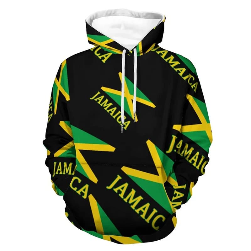 Felpa con cappuccio con bandiera giamaica stampata in 3D per uomo Cool Streetwear felpa con cappuccio a maniche lunghe con coulisse Pullover primaverile cappotto autunnale