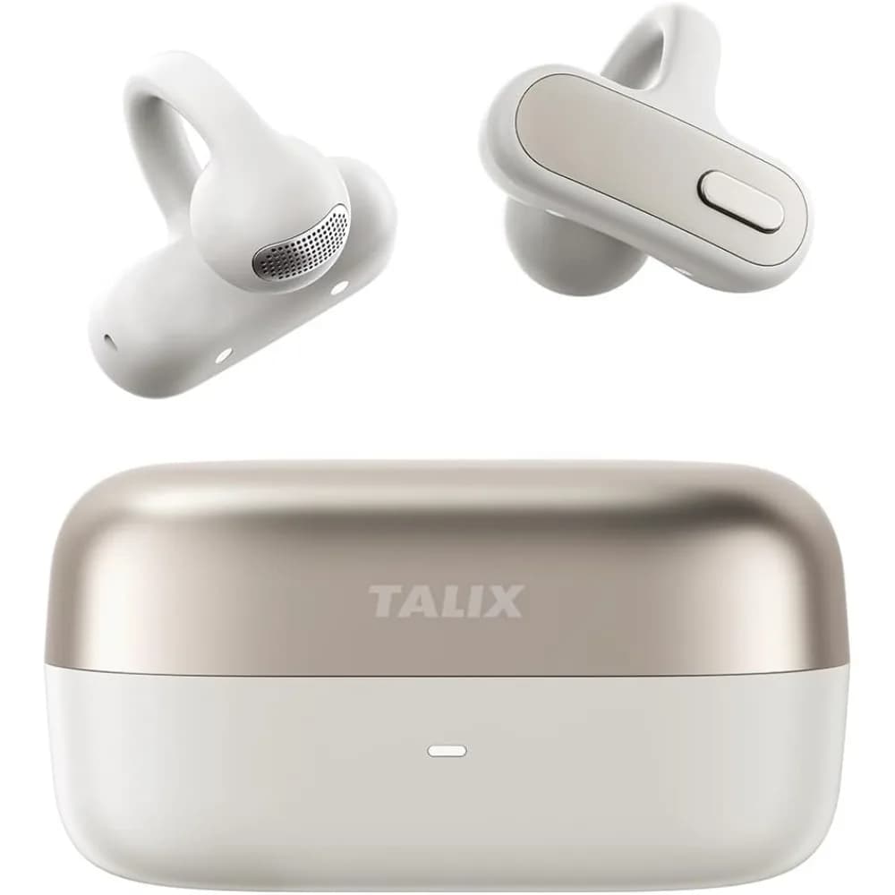 Open Ear Clip-On Earbuds with AI ENC, Wireless Bluetooth 6.0, IPX4 Sweatproof, Multi-Device Switching, White
