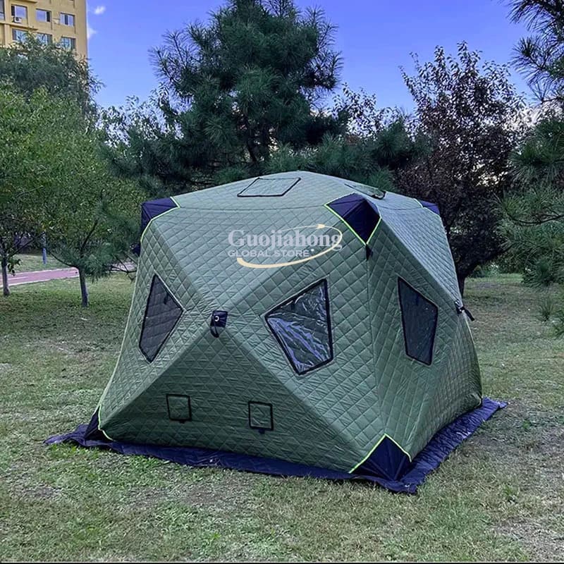 Tende invernali automatiche per la pesca Tenda pieghevole esagonale esterna isolata Tenda antivento calda e resistente al freddo per il campeggio