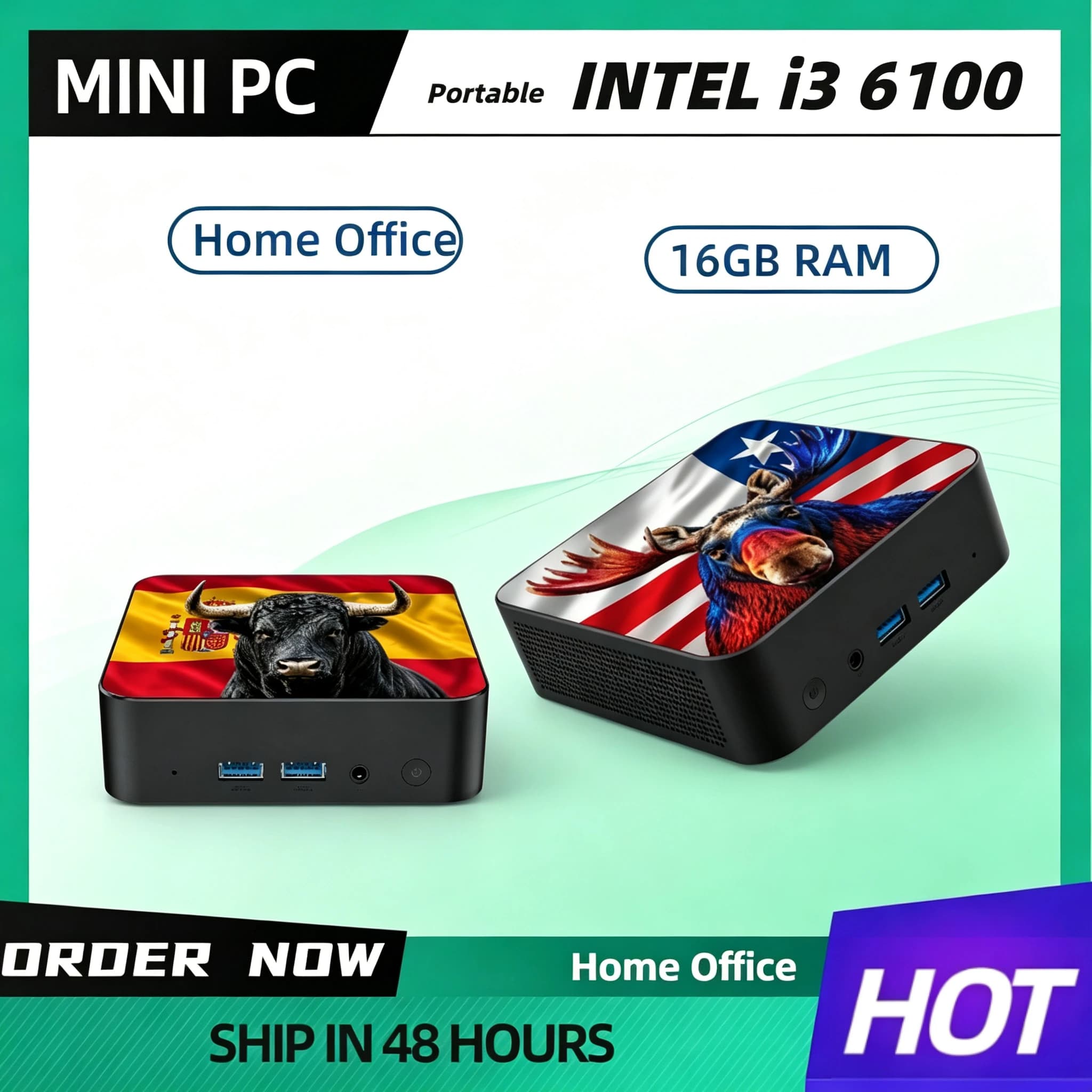 Portable Mini PC Gamer Intel Core i3 6100 Computer 16GB RAM 1/2TB SSD FHD Bluetooth WiFi6 Windows 11 Gaming Office 4K HDMI