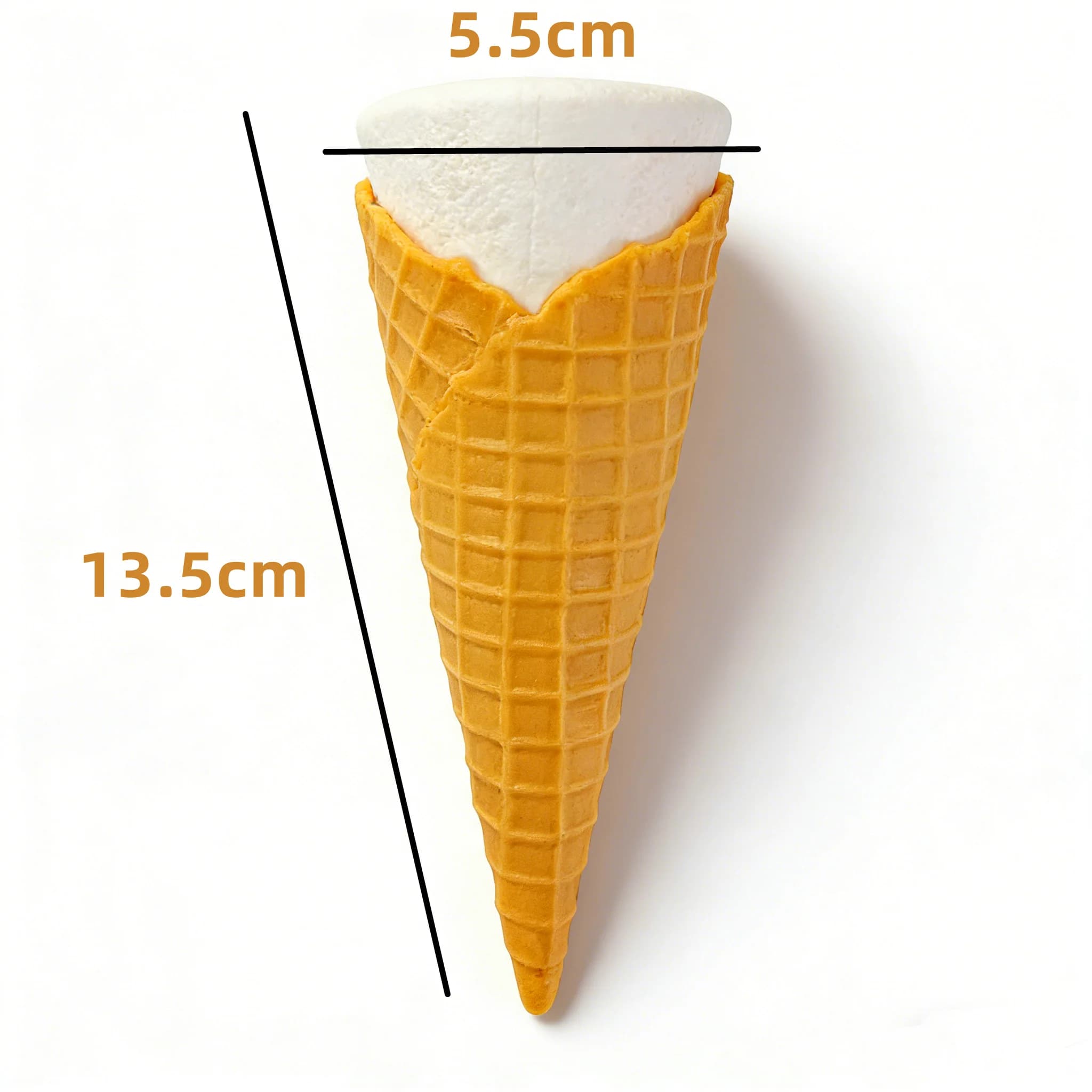 Modello di Cono Waffle in PVC 13,5 cm, Cono Gelato Croccante Artificiale Impilato, Espositore Realistico per Alimenti Finti, Campione da Vetrina per Panetteria